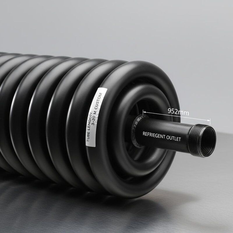 Spray Black Antirust Paint Coaxial Heat Exchanger com saída de refrigerante de 9,52 mm e construção de torção espiral