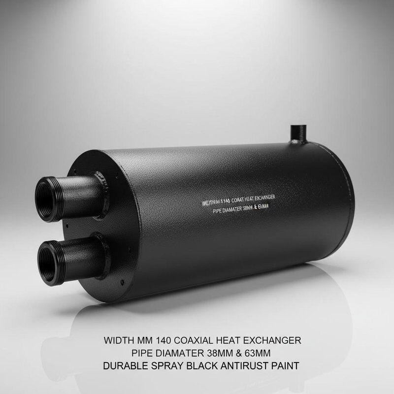 Intercâmbio de calor coaxial de 140 mm de largura com diâmetro de tubo de 38 mm e 63 mm e proteção de tinta antirruda prateada durável