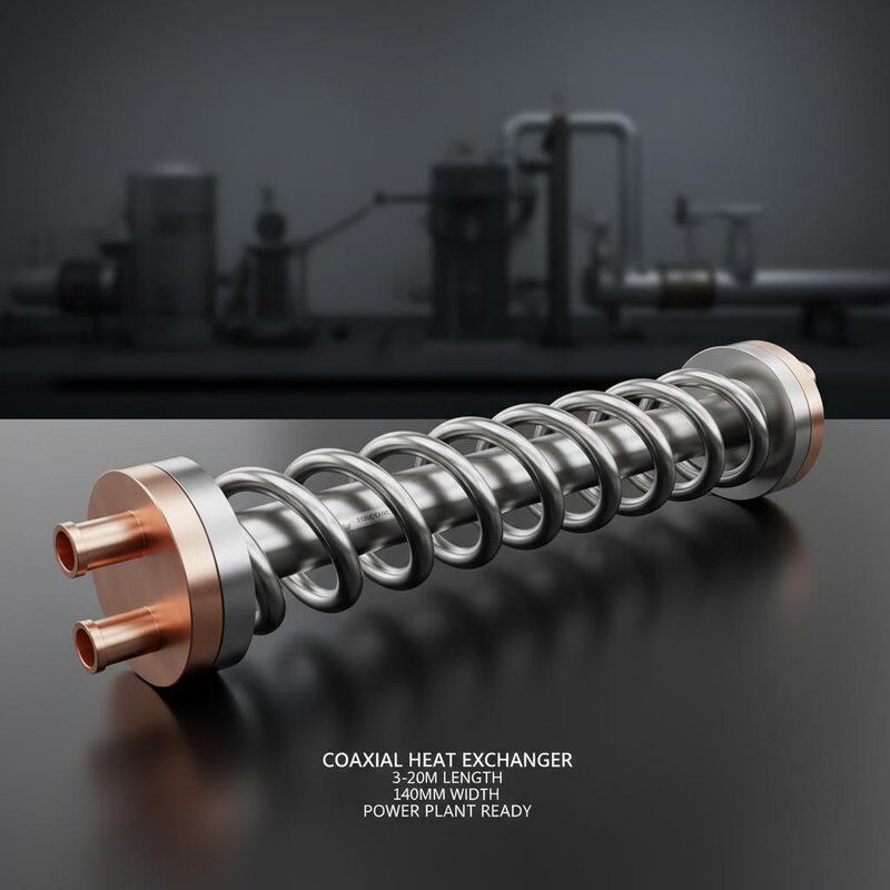 Trocador de calor coaxial de torção espiral com largura de 140 mm e alta resistência à corrosão para usinas de energia