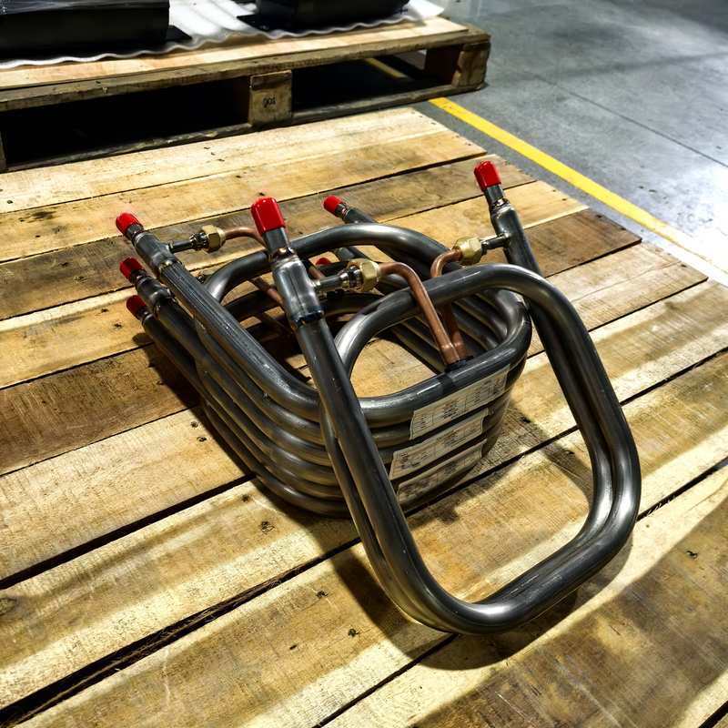 Trocador de calor coaxial de tubo interno TA1 de titânio com estrutura de tubo duplo para aplicações industriais
